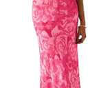 PRETTYGARDEN Women's Floral Bodycon Maxi Dress Summer Beach Sundress Sleeveless Spaghetti Strap Wedding Guest Dress (Pink, XXL)