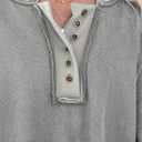 Dokotoo Hoodies for Women 2024 Fashion Fall V Neck Button Down Long Sleeve Hooded Sweatshirts Tops (Gray, XXL)