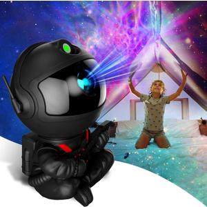 Astronaut Galaxy Projector, Star Projector Galaxy Light, Night Light for Kids, Nebula Ceiling LED Lamp, Room Decor, with Timer and Remote, Gifts for Birthdays (Black)