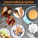 Baker's Friend Waffle Cone Maker Machine with Browning Control, 7.5” Ice Cream Cone Maker, Cone Roller & Bowl Press Included,Thin Waffle Maker Crispy, Nonstick Waffle Bowl Maker,Aqua