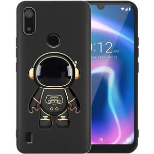 Compatible for Gabb Phone 4 Case - Cute Astronaut Kickstand, Soft Silicone TPU Bumper, Shockproof Protective Cover (Black)