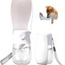 AVELORA Foldable Dog Water Bottle, Portable Water Dispenser for Dog, Cat, Rabbit, Puppy and Small Animals, Dishwasher Safe Pet Accessories for Walking, Hiking, Travel (10oz, White)