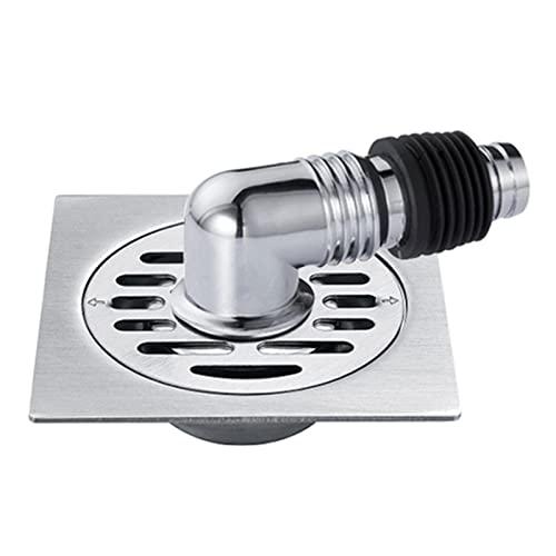 Square One-Way Shower Drain Cover with Pipe Connector, Fast Drainage Plug Insert (Silver)