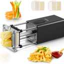 FOHERE Electric French Fry Cutter for Potato,Dicer chopper Removable legs Commercial French Fries Cutter Stainless Steel with 1/2&3/8 Inch Blade,Vegetable Chopper Electric for Carrot Cucumber (Black)