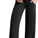 G4Free Smoofit Modal Soft Maternity Pants with Pockets Over The Belly Pregnancy Wide Leg Sweatpants (Medium Tall, Black)
