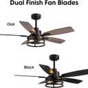 46 Inch Ceiling Fans with Lights and Remote Control, Farmhouse Ceiling Fan for Bedroom Living Room and Patio, Black Caged Ceiling Fan for Indoor and Outdoor
