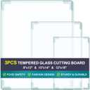 3Pcs Tempered Glass Cutting Board for Kitchen Counter, FAAYUCK Glass Cutting Board with Non-Slip Feet, Heat Resistant, Non-Slip, Scratch Resistant, Shatter Resistant (8"x12"&10"x14"&12"x16")
