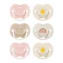 Tommee Tippee Anytime Matte Newborn Pacifiers, 0-6 Months, Symmetrical Baglet, BPA-Free Binkies, Pink and Beige, Pack of 6