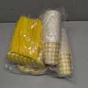 400 Pcs Gingham Party Supplies for 50 Guests Easter Party Yellow and White Scalloped Paper Plates and Napkins Knives Spoon Fork Cup Disposable Checkered Dinner Party Set for Baby Shower Wedding
