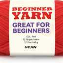 60g Red Yarn for Crocheting and Knitting;66m (72yds) Cotton Yarn for Beginners with Easy-to-See Stitches;Worsted-Weight Medium #4;Cotton-Nylon Blend Yarn for Beginners Crochet Kit Making (1PACK)