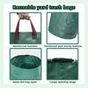 2-Pack Extra Large Yard Waste Bags, 132 Gallon Reusable Garden Bags with Gardening Gloves, Heavy Duty Leaf & Lawn Chute, Collapsible Clean-up Containers for Debris, Camping & Recycling