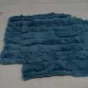 FUTEI Teal Decorative Throw Pillow Covers 20x20 Inch Set of 2, Square Soft Faux Rabbit Fur Big Striped Cushion Cover,Home Decor for Couch Sofa Bed Living Room