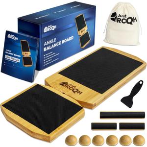 Ankle Balance Board & Ankle Strengthener for Rehab & Physical Therapy Single Leg Bamboo Axis Board with Quick - Release System, 2 Training Levels & Scraper Tool