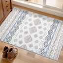 SERISSA 2x3 Rugs for Entryway, Washable Non-Slip Grey Blue Small Area Rug, Soft Low-Pile Boho Geometric Indoor Entry Rug Door Mat Indoor Entrance Front Door Carpet for Bathroom Kitchen Bedroom