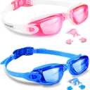 EverSport Swim Goggles Pack of 2 Swimming Goggles Anti Fog for Adult Men Women Youth Kids (Blue & Pink)