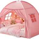 Bed Tent Twin Size for Girls & Boys - Indoor Privacy Toddler Sleeping Teepee with Blackout Design, Breathable Portable Bed Tent for Drafty Rooms, Cottage Floor Camping (Twin Pink)