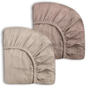 Crib Sheets for Baby Boy Girl 2 Pack, Fitted Crib Mattress Sheet 28" x 52", Muslin Toddler Bedding with Neutral Style, Nursery Bedding Essentials (Beige & Vintage Taupe)