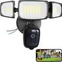 Olafus Floodlight Camera Outdoor  2K QHD Security Cam with Motion-Activated Flood Lights, Custom Detection Zones, Color Night Vision, 2-Way Talk & 55W Dimmable Lighting Black