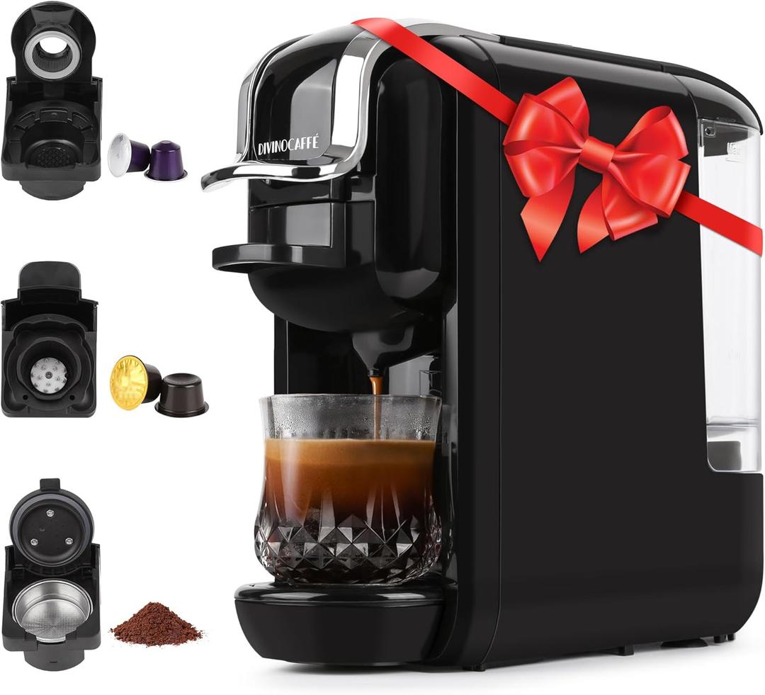 Espresso Maker for Nespresso Capsule, Lavazza Blue Capsule & Coffee Powder, 19 Bar Pump Pressure Makes Authentic Espresso Coffee, Mini Espresso Coffee Machines with Removable Water Tank