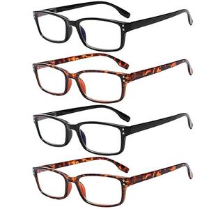 Large Reading Glasses +4.5 Oversized Square Men Readers 4 Pack,Comfort Lightweight Eyeglasses Flexible Spring Hinge (4 Mix Color)