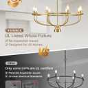 Yunnix 8 Light Gold Chandeliers for Dining Room, Gold Dining Room Chandelier with Extension Chain, UL Listed, Gold Modern Farmhouse Chandelier for Bedroom, Kitchen, Entryway, Foyer Light Fixture