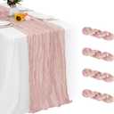 4 Pack Dusty Pink Cheesecloth Table Runner 35 x 120 Inch Boho Gauze Rustic Cheese Cloth Table Runner 10 FT Long Fabric Semi Sheer Table Runners for Romantic Wedding Birthday Party Table Decor