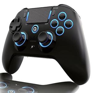 QRD Spark N5 Wireless Controller for PS4 Pro Slim PS3 PS2 Steam Deck PC Windows Mac TV Box, Halleffect Gamepad Joystick with 3.5mm Audio Port+Speaker+Mic, Macro N1+N2, Turbo Speed Up