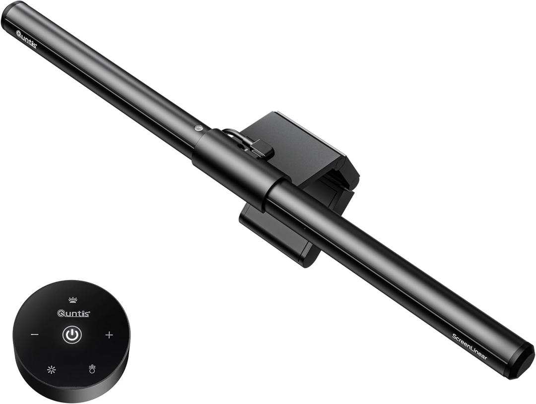 Quntis Monitor Light Bar with Remote, Fit for Curved Monitors/Camera Base, Eye-Care Computer Screen Light Bar, Auto-Dimming Dimmable Work Office Gaming Desk Lamp, Gray