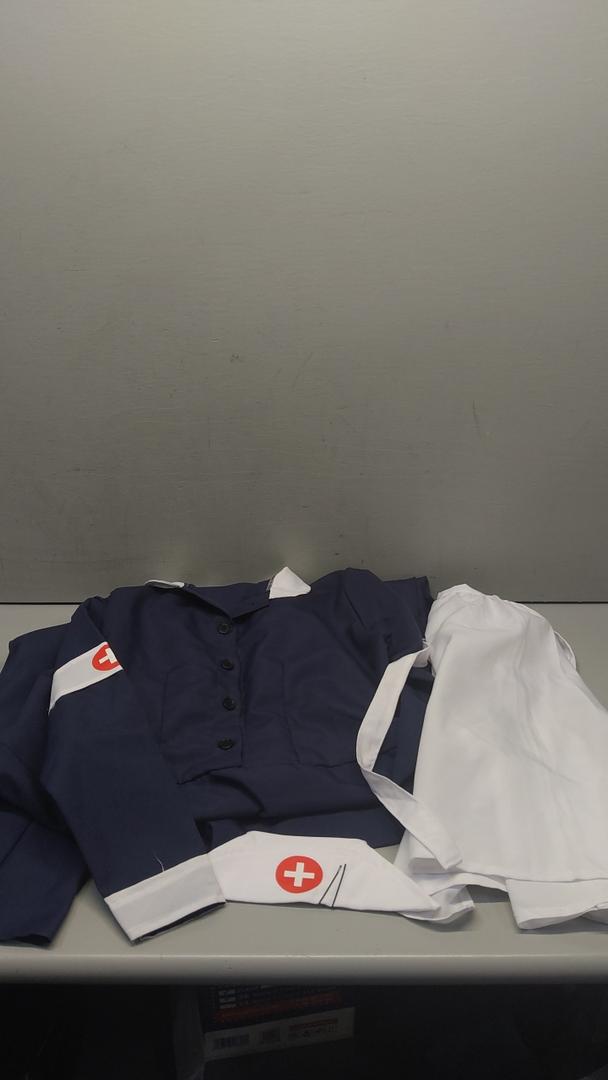 Blue and White Med Dress Adult, Size XL
