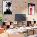 Furinno Turn-N-Tube No Tools Entertainment Center, Round Square Corner, French Oak Grey/Black, 41.5*11.6*22.85 inch