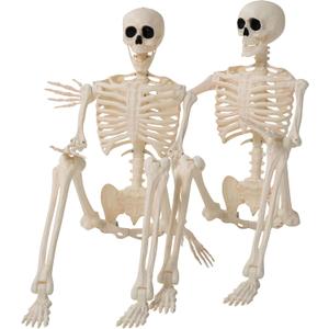 JOYIN 2PCS 36" Halloween Skeleton Decor, 3FT Full Body Stayable Movable Joints, Posable Hanging Skeletons for Halloween Decoration, Yard, Graveyard, Haunted House Props, Spooky Scene Party Favor (Yellow)