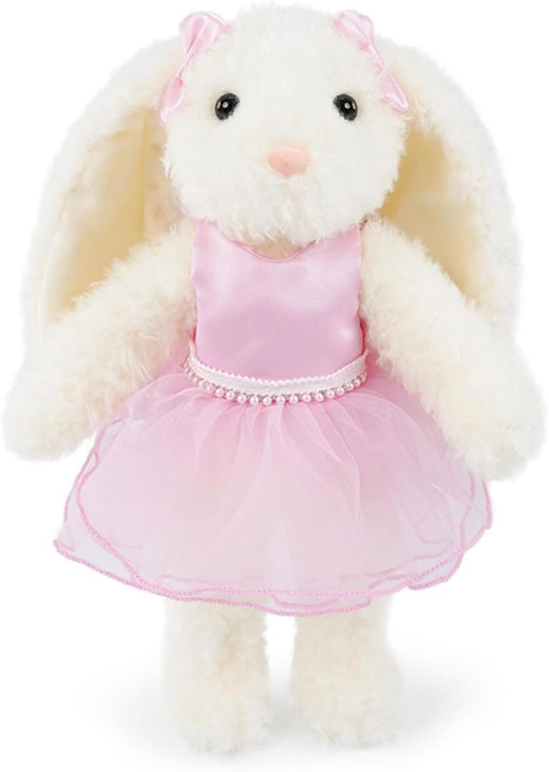 Rabbit Stuffed Animal Plush Toy Pink Tutu Dress Pearl Skirt Easter Basket Stuffers Gifts for Girls Daughter Niece Dance Recital Ballet Class Princess Fairy Pretend Play Doll 13.4 Inch 4.7 oz