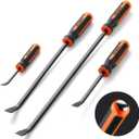 REXBETI Pry Bar Set, 8", 12", 18" and 24" Heavy Duty Pry Bar 4-Piece Mechanic Hand Tools, Thicker Strike Cap Handle, Black Orange