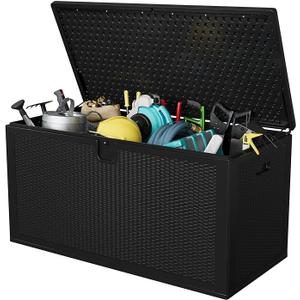 GarveeTech 99 Gallon Large Outdoor Storage Box Waterproof Resin Deck Box