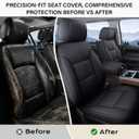 Coverado Chevy Silverado Seat Covers, Faux Leather Seat Covers Fit for Chevy Silverado GMC Sierra 2007-2025 1500, 2015-2025 2500HD 3500HD Crew Double Extended Cab (Front, Black)