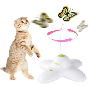 AFP Interactive Cat Toy, Butter-Fly Interactive for Indoor Cats, Flutter Bug Cat Toys, Flutter Rotating Kitten Toys with 2 Replacements