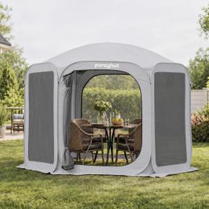 Porayhut Pop up Screen House Tent Sun Shelter with Breathable Mesh Doors,Portable Camping Tent with Detachable Waterproof Floor,10x10FT Screen Canopy Outdoor for Family Friends Party in Backyard,Park
