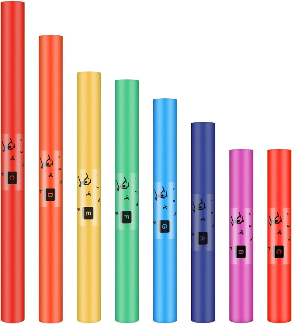 1 Set Musical Sound Tube Set of 8 Plastic Orff Percussion Instrument Colorful Octave Tube Kit Musical Toy