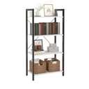 4-Tier Bookshelf, 47.2'' H Ladder Shelf, Industrial Bookcase, Wooden and Metal Storage Rack, Shelving Unit for Living Room Entryway Office, White Book Shelves, 24 * 11.8 * 47.2 inches