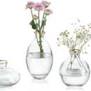 Bud Vases 3Pcs/Set Small Vases Handmade Cute Gold Rim Small Vases for Flowers Centerpieces Glass Vases Mini Vase Home Decor Centerpieces, Events Table Decor ( missing 2pc)