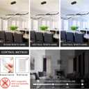 Modern LED Chandelier Black Dimmable LED Pendant Light for Dining Room Light Fixture Over Table Modern Kitchen Island Lighting High Ceiling with Remote for Living Room(56 Inch, 3000K-6500K)