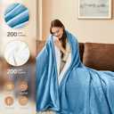 Homemate Heated Blanket Electric Throw - 50"x60" Heating Blanket Throw 1/2/4/6/8 Hours Auto-Off 10 Heat Level Over-Heat Protection Flannel Sherpa ETL Certification, 08 - Light Blue