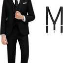 Boys Suit 5-Piece & 4-Piece Vest Set with Tie+Bowtie+Suspenders| Regular & Husky Fit (M)