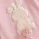 Easter Baby Boy Girl Outfit Embroidery Bunny Rompers Bunny Tail Jumpsuit Unisex Newborn Infant Easter Clothes (Pink)