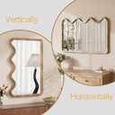 ULIKE Wavy Mirror for Wall, Rustic Wood Mirror for Bathroom Vanity, 24x36 Wooden Wall Mirrors Decorative for Bedroom, Living Room, Entryway, Brown