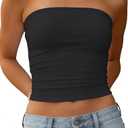 Matunana Womens Tube Tops Summer Backless Crop Cute Y2K Strapless Basic Bandeau 2026 Trendy Going Out Outfits Black M
