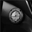 Stylish Car Push Start Button Cover,Spin Type Zinc Alloy Push to Start Button Cover for Car Decor,Universal Engine Start Button Cover Interior Car Accessories for Car Truck SUV (America Flag Black)