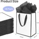 QIELSER Black and White Gift Bags with Handles, 8x5x10 Inch Medium Paper Bags with Tissue Paper for Wedding, Baby Shower, Birthday, Party, Holiday, Guest Welcome Bags (48)