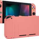 eXtremeRate DIY Replacement Shell Buttons for Nintendo Switch, Soft Touch Back Plate for Switch Console, Housing Case with Colorful Buttons for Joycon Handheld Controller - Coral