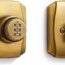 1 Pack Antique Brass Password Single Bronze Cylinder Deadbolt Lock Keyless Passcode Handle set Front Entry Interior Exterior Door Deadbolts